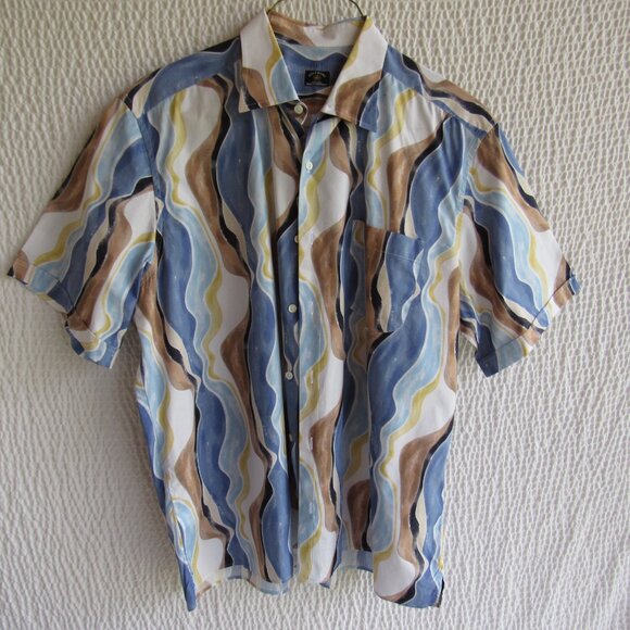 Solemare Maus & Hoffman Mens XL Button Up Shirt All Over Print Sea Sand - Picture 6 of 10